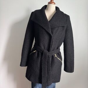 Guess Los Angeles - Black Boucle Wool Pea Coat